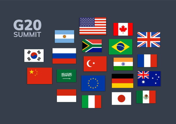 向量 g20 國家國旗墨西哥，美國，加拿大。g20 標誌集圖示 - saudi arabia argentina 幅插畫檔、美工圖案、卡通及圖標