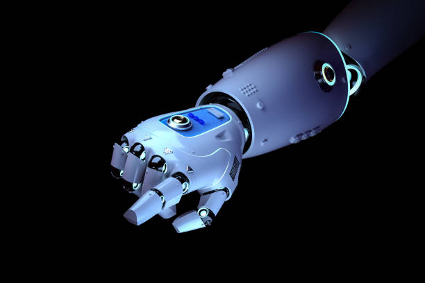 istock robot hand finger point isolated on black 1309489498