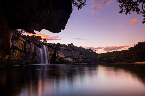 Wattamolla Waterfall and Wattamolla Creek located in Royal National Park, NSW
