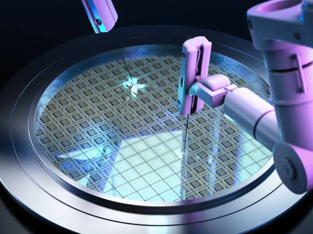 Photo of robotic arms with silicon wafers