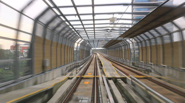 istock Train Track With Sound Barriers and Railings 1309495275
