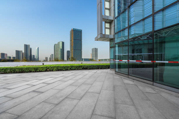 istock Abstract building wall with city skyline background 1309498079
