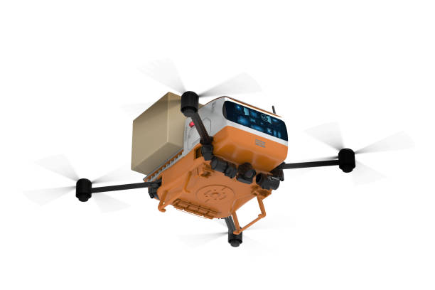 istock delivery drone or robot holding cardboard box 1309499004