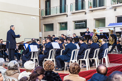 MALAGA, SPAIN - JAN 25, 2015: Concert of municipal music group (Banda Municipal de Musica) in spanish Malaga.