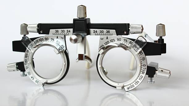 istock Front view of trial frame used in ophtalmology and optometry to diagnose and correct refractive errors - progressive lens with 1.0 addition are inserted. 1309507427