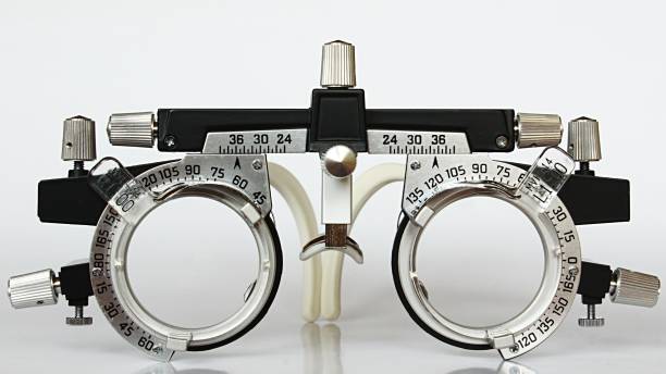 istock Front view of trial frame used in ophtalmology and optometry to diagnose and correct refractive errors - progressive lens with 1.0 addition are inserted. 1309509677