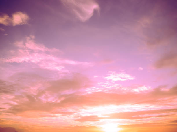Photo of Cloud sun sky pastel abstract gradient blurred. soft focust canopy pink, blue, yellow. wallpaper or background sweet soft landscape.