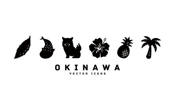 ilustraciones, imágenes clip art, dibujos animados e iconos de stock de ilustración vectorial de icono de silueta de okinawa - shuri castle