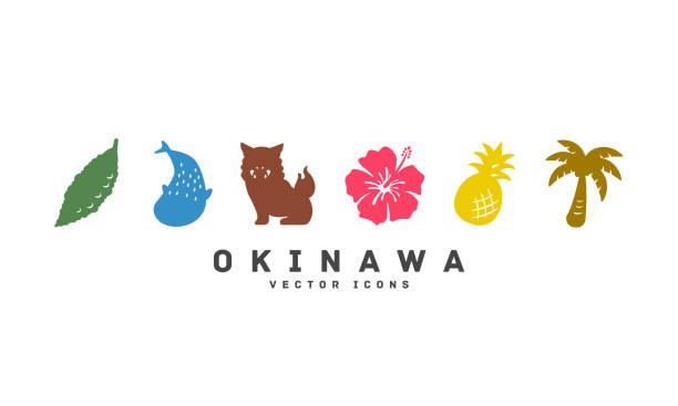 okinawa silhouette symbol vektor illustration - shuri castle stock-grafiken, -clipart, -cartoons und -symbole