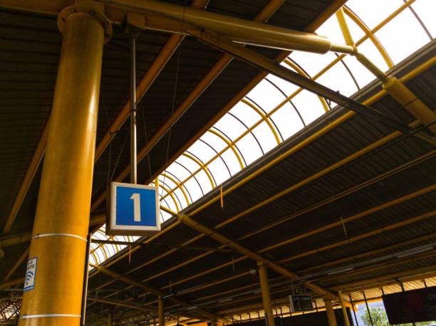 istock platform number 1 sign in train station 1309520335