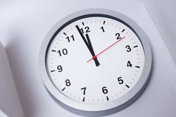 istock Modern wall clock white clean minimal for office Business time or working hours concept 1309522774