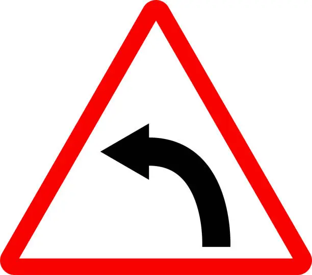 Vector illustration of Left curve traffic sign.