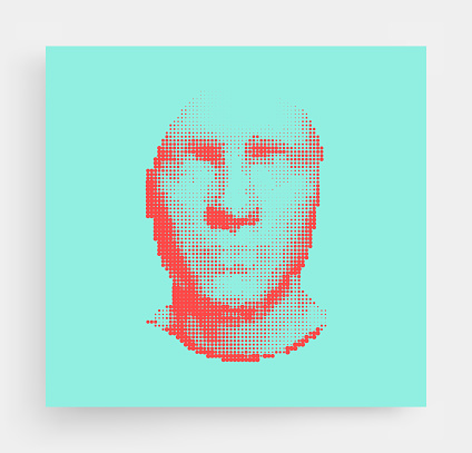 A face pattern consisting of dots. Facial recognition. Abstract spotted vector illustration.