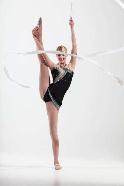 istock Rhytmic gymnastics with ribbon 1309527184