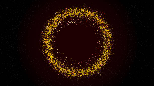 istock Particles in circle in the center. Futuristic explosion backdrop for innovation, tech and science. 1309532451