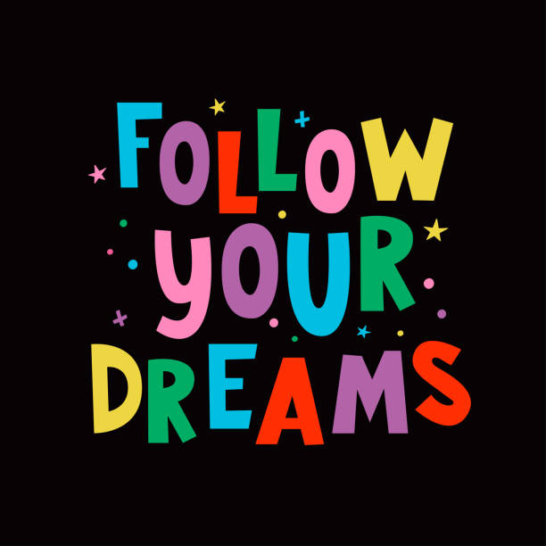 istock Follow Your Dreams written lettering. Hand drawn inspiring and motivating inscription. Vector illustration. Baby print. Colourful typography design. Good for postcard, banner, t-shirt print. 1309538160