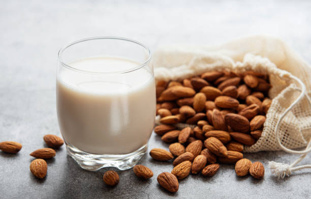 istock Almond milk and almonds 1309538178