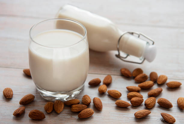 istock Almond milk and almonds 1309538183