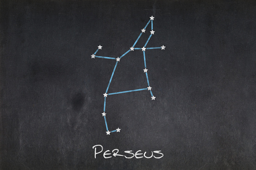 Blackboard with the Perseus constellation drawn in the middle.