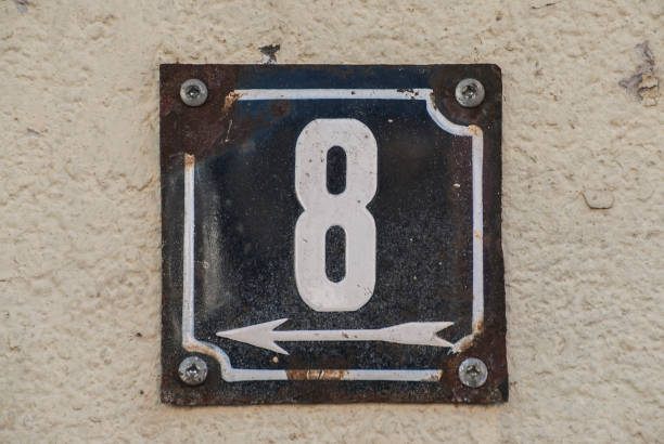 istock Weathered enamelled plate number 8 1309542951
