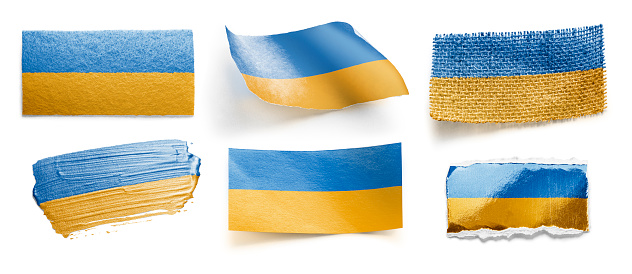 Set of the national flag of Ukraine on a white background.