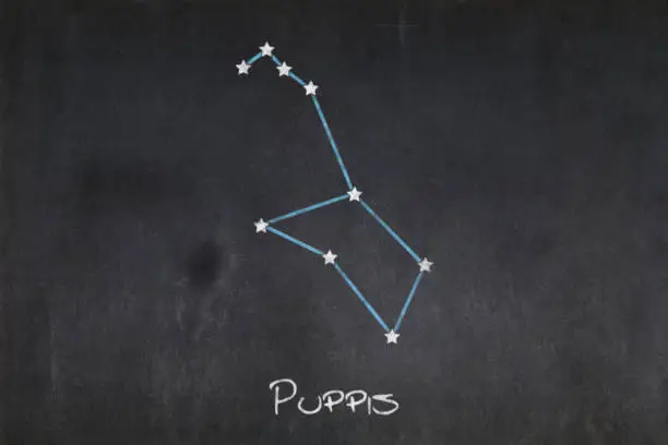 Blackboard with the Puppis constellation drawn in the middle.