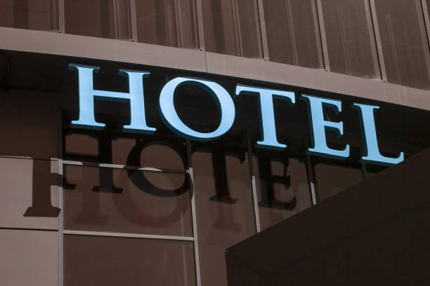 istock Hotel sign in blue 1309547688