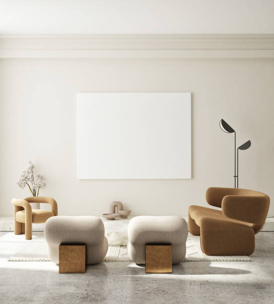 istock mock up poster frame in modern interior background, Art Deco style, 3D render 1309548377