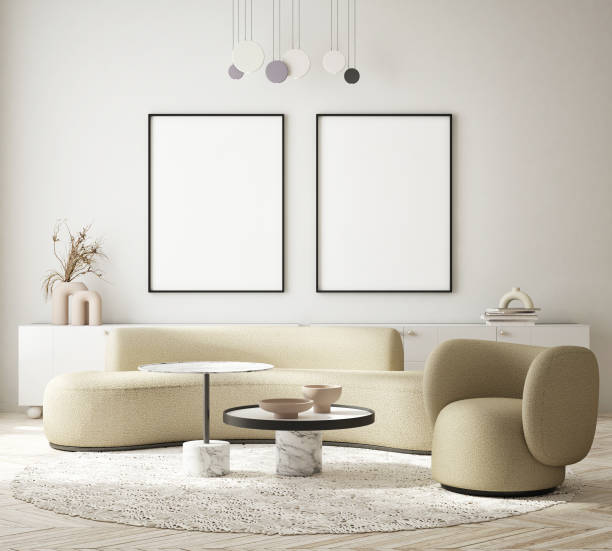 istock mock up poster frame in modern interior background, Art Deco style, 3D render 1309548392