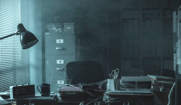 istock Messy abandoned office after company shut down 1309550591