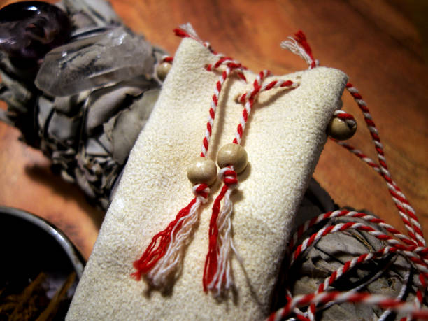 istock Leather medicine bag for ritual smudge ceremony 1309557700