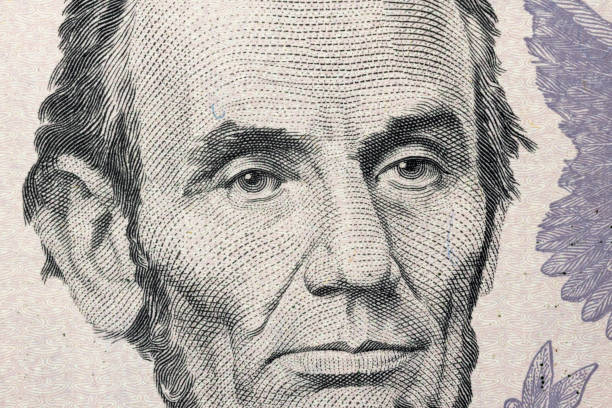 A close-up portrait of Abraham Lincoln at the Lincoln Memorial in Washington DC