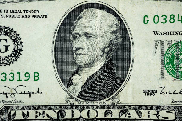 Portrait of Alexander Hamilton Pattern on US Dollar