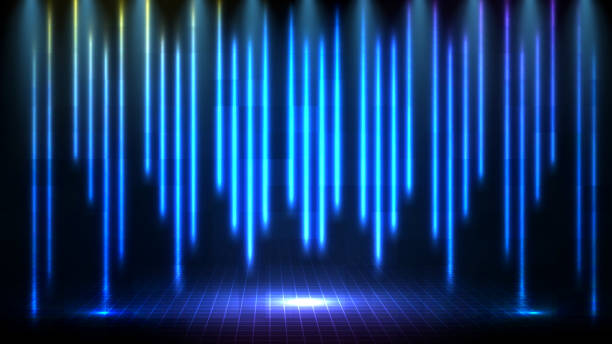 istock abstract futuristic background of blue empty stage and neon lighting spotlgiht stage background 1309562939