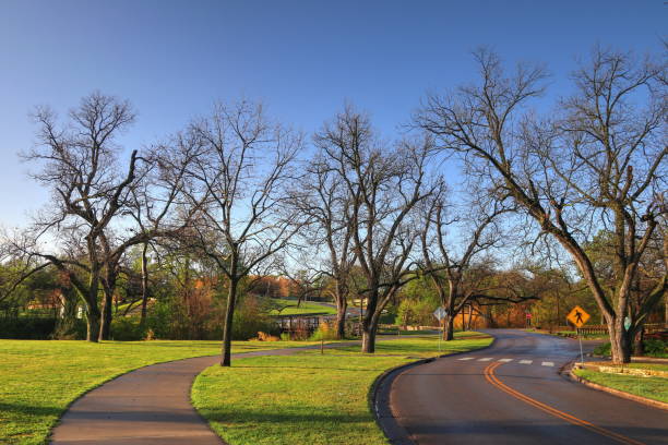 A road and walk path in Cameron Park, Located on the banks of the Brazos River in Waco Texas