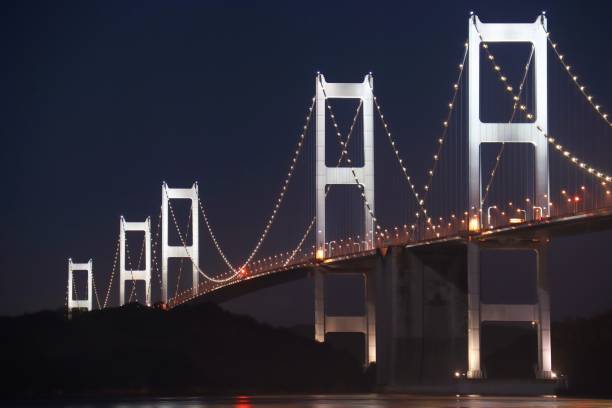 istock Night view of the Shimanami Crown Bridge. 1309568757