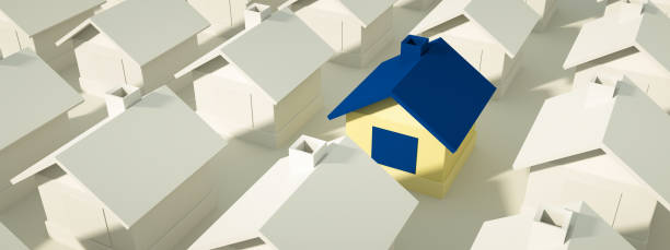 istock Many houses one is blue 1309573377