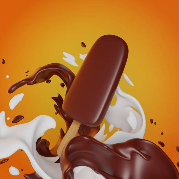 Realistic Ice Cream Product Render, Milk Chocolate (3D Render)