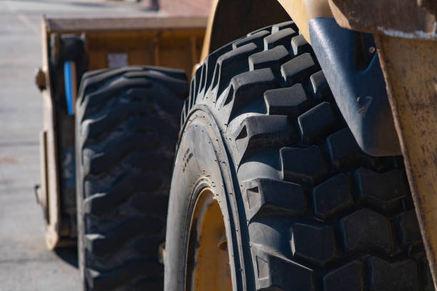 istock Heavy duty machine tire close up 1309577131