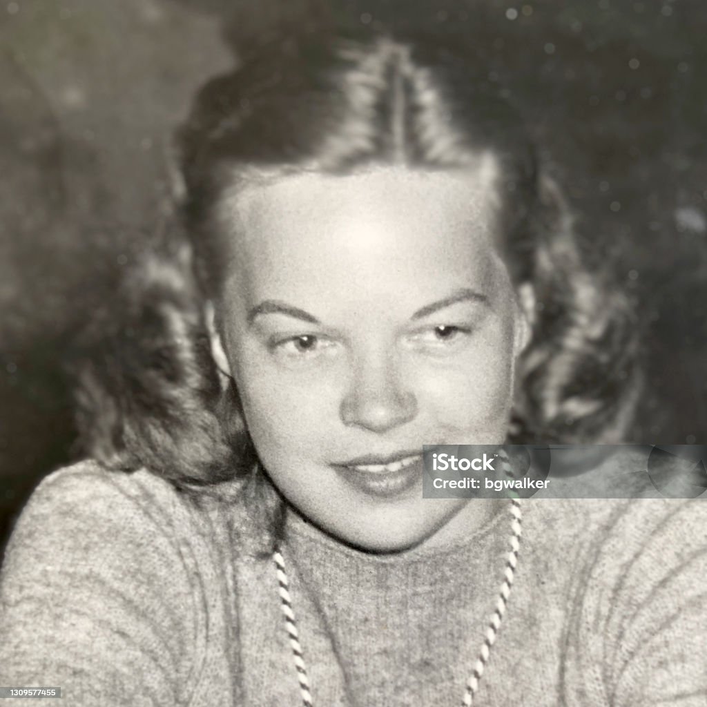 Beautiful Young Woman 1940 Black and White Beautiful young woman in 1940.black and white 1940 Stock Photo