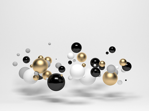 Balls or balloons, bubbles, over white. 3d rendering image. Abstract colorful geometric background, minimalist design.