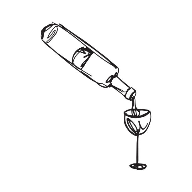flasche wein - spilling wine glass drink stock-grafiken, -clipart, -cartoons und -symbole