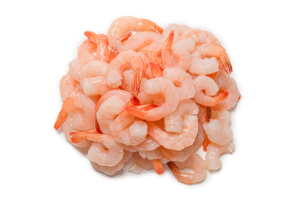 istock Frozen shrimps background. Top view. 1309581387