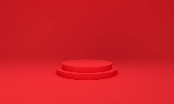 istock Red podium to display the product and design. 1309586948