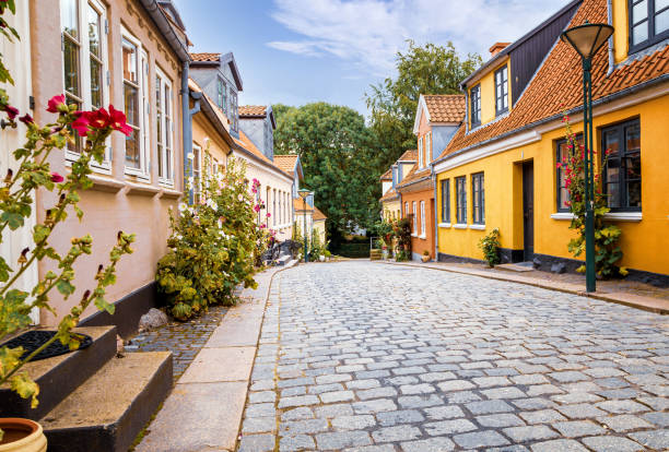 Quiet side street in city Odense .Denmark