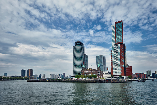 Rotterdam, Netherlands - May 11, 2017: View of Rotterdam famous Hotel New York (former Holland America Inn the former head office of the Holland America Line in Rottertdam on Nieuwe Maas river