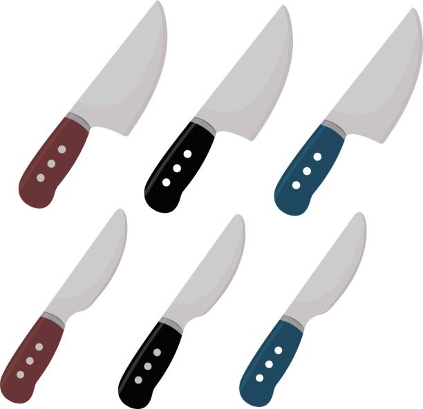 vektor-illustration von küchenmesser emoticons - wound cutting beef vector stock-grafiken, -clipart, -cartoons und -symbole