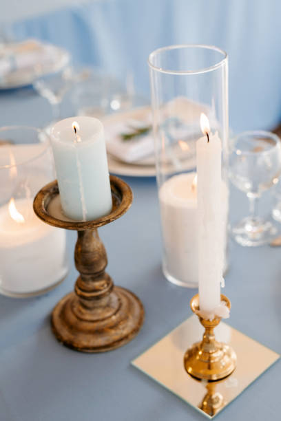 istock atmospheric candle decor with live fire on the banquet table 1309603074