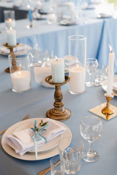 istock atmospheric candle decor with live fire on the banquet table 1309603569