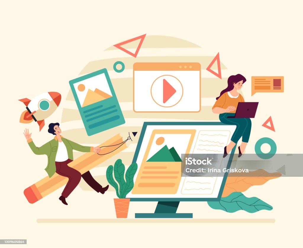Digital Design Project Development Teamwork Flat Illustration Graphic ...